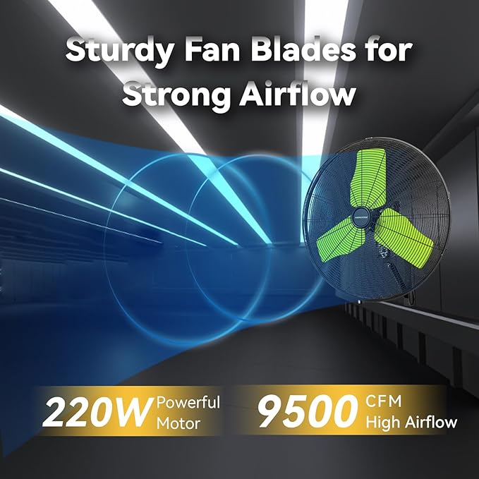 24 Inch 9500 CFM Waterproof Wall Fan Pro Series - Outdoor High Velocity Wall Mount Fan with Enclosed Motor for Residential, Warehouse, Patio, Shop, Garage, Barn UL Safety Listed-PawvioPets