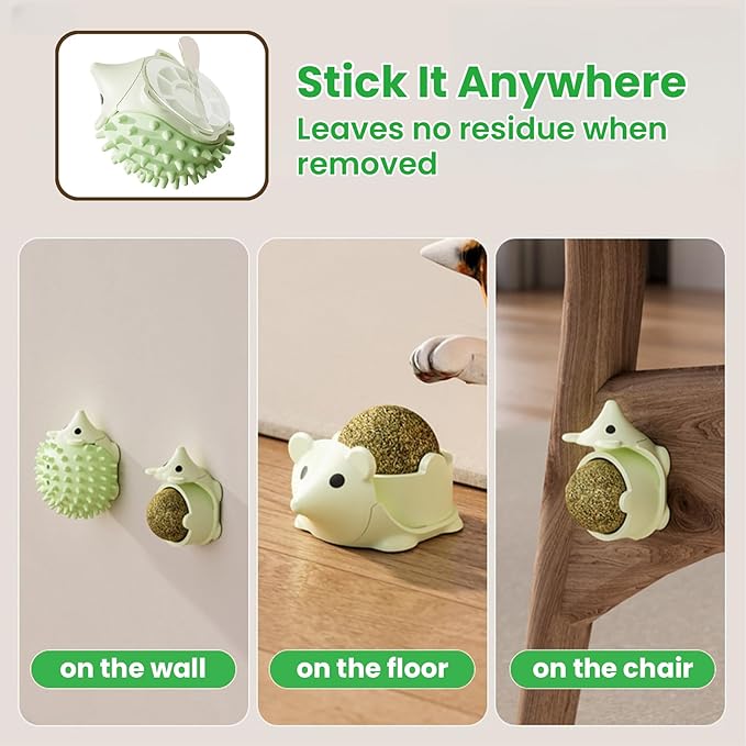 6 Pcs Catnip Ball Toys with Rubbing Shell, Lickable Roller Catnip Toys for Cats Chew, Edible and Refillable Kitten Toys, Teeth Cleaning Dental Indoor Cat Treats Toys, 3 Shells 6 Balls-PawvioPets