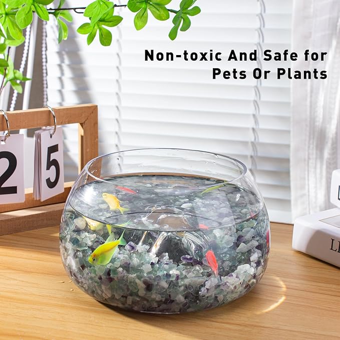 3 Lb Fluorite Crystal Chips Aquarium Fish Tank Gravel, Tumbled Crushed Stone Crystal Chips Bulk Irregular Shaped Decorative Vase Fillers Aquarium Gravel Rocks-PawvioPets