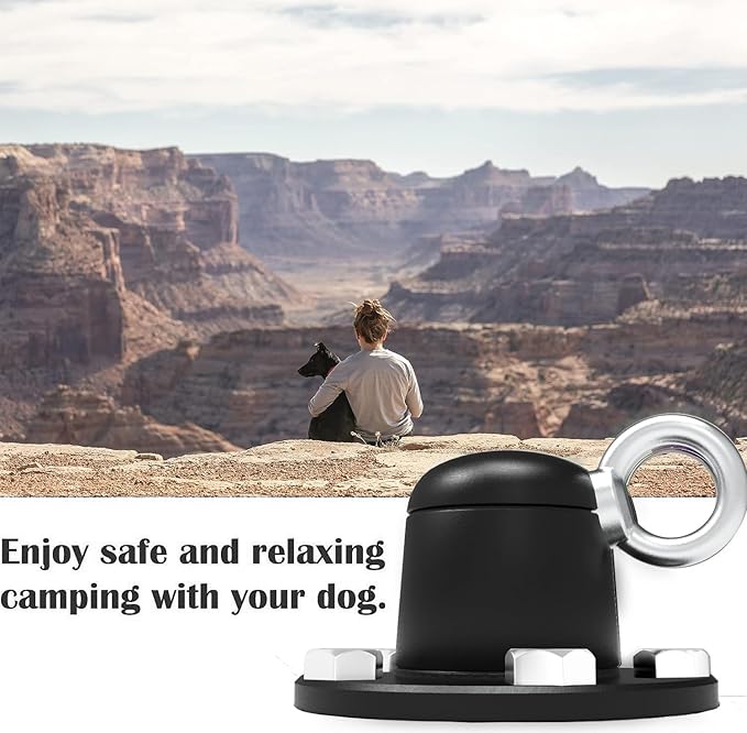 Dog Tie Out Stake Anchor, 360° Swivel Dog Tie Out Cable Runner for Yard Camping (Black)-PawvioPets