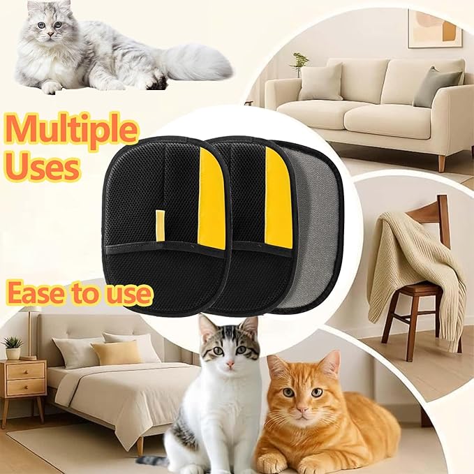 2pcs Pet Hair Removal Glove,Pet Hair Remover Glove for Cats & Dogs,Upgraded Animal Fur Removal Tool, Reusable Cats & Dogs Grooming Gloves for Hair Removal-PawvioPets