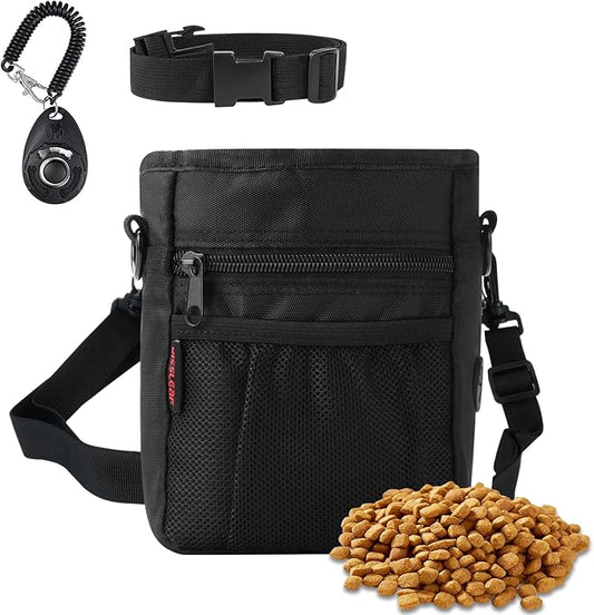 Dog Treat Pouch with Magnetic Closure, Treat Pouches for Pet Training, Large Dog Treat Training Pouch and Dog Clicker, Dog Training Treat Pouch Built-in Poop Bag Dispenser, Hands-Free Snack-PawvioPets