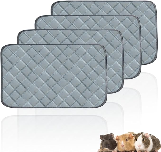 4 Pack Guinea Pig Cage Liners for C&C 2x1 Habitat Washable Guinea Pig Bedding Super Absorbent | Waterproof | Non Slip| Reusable Guinea Pig Pee Pads for Small Animals Cages-28 x 14 Inch-PawvioPets