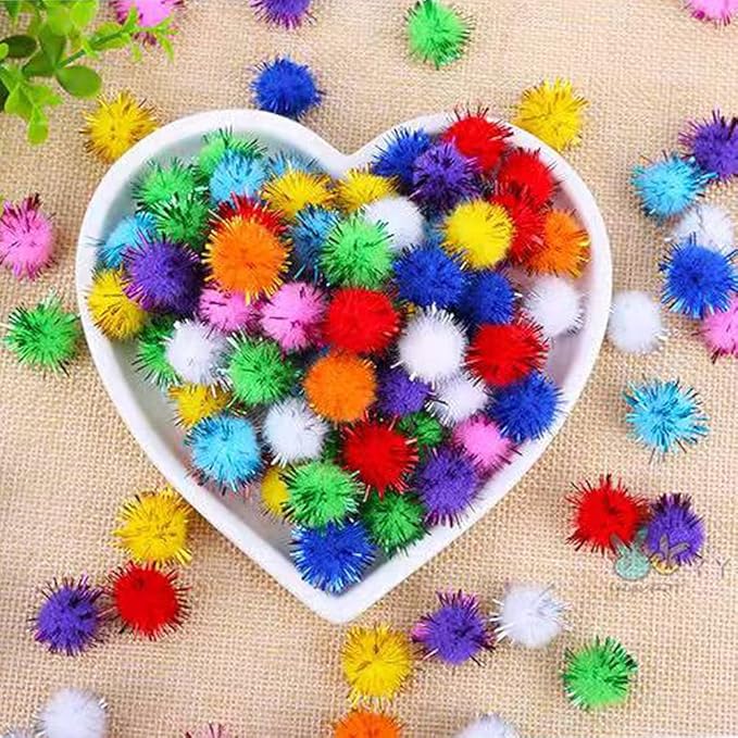 30Pcs 1.2inch/3cm Sparkle Balls for Cats - Interactive Toy Pom Pom Fuzzy Tinsel Cat Balls for Indoor Play (Mixed Colour)-PawvioPets