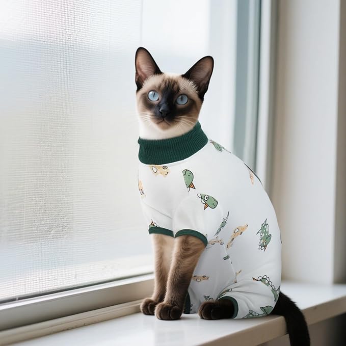 DENTRUN Cat Surgery Recovery Suit Female Male Soft Onesie, Kitten Surgical Collar Cone Alternative Shirt, Abdominal Wounds Anti-Licking Pajama for Small Pets Spay, Cat Body Suit Post Surgery-PawvioPets