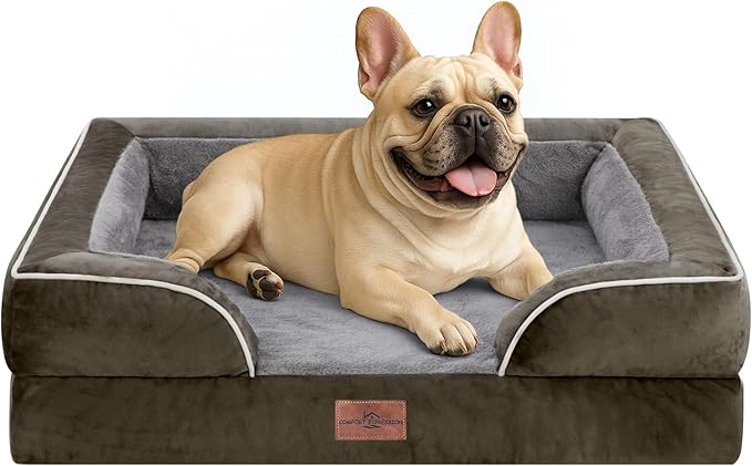 Comfort Expression Small Dog Beds Waterproof Orthopedic Foam Dog Sofa Beds for Medium Dogs Comfy Pet Bed with Washable Removable Cover & Non-Slip Bottom(Small,Dark Green)-PawvioPets