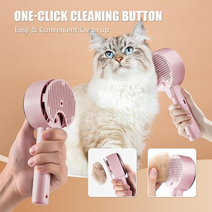 Cloud Care Cat Brush for Indoor Cat Steam Brush for Shedding Spritz Defur Comb for Cats Dogs Steam Brushes for Long Short Hair Cats Dogs Pet Steam Brushes for Massage Grooming Self-Cleaning-PawvioPets