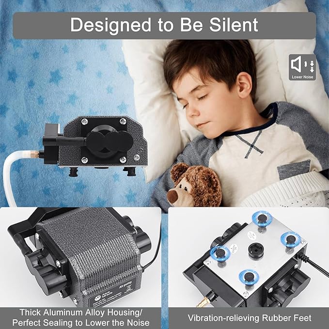 AquaMiracle 6/8/16W Quiet Fish Tank Air Pump 200/317/475GPH High Pressure Aquarium Air Pump Commercial Air Pump Pond Aerator Bubbler Hydroponics Air Pump-PawvioPets