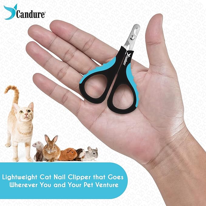 Candure Cat Nail Clipper Stainless Steel Cat Claw Trimmers for Rabbits, Guinea Pigs, Birds, Puppies, Kittens and Small Animals Pet Nail Clipper for Professional and Home Use (Blue)-PawvioPets