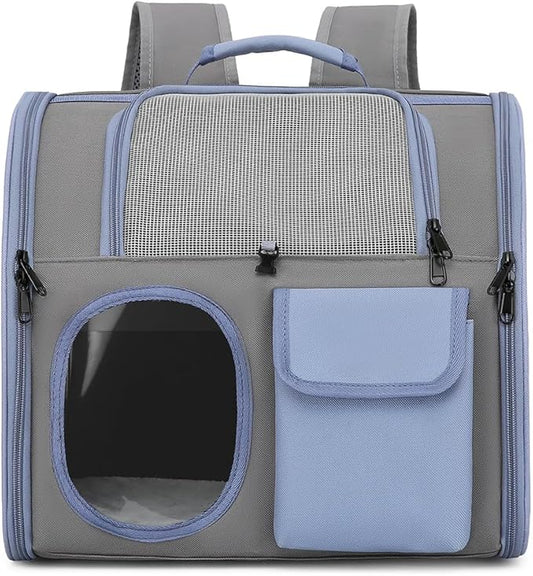 Cat Dog Carrier Backpacks,Pet Backpack Carrier, Bubble Backpack Pet Carriers with Breathable Mesh for Cats Small Dogs Puppies Animals for Travel, Hiking, Camping or Outdoor Use (Blue)-PawvioPets