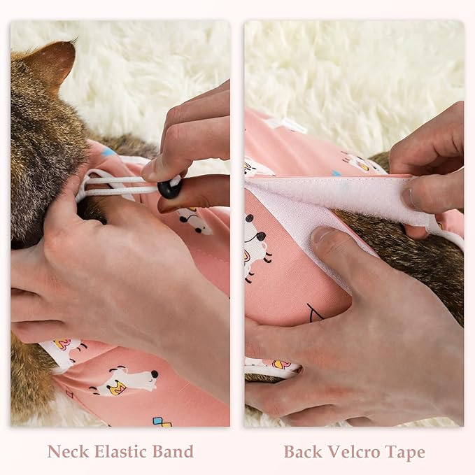 ANWA 2 Pack Cat Recovery Suit - Breathable Cat Onesie for Cats After Surgery Female, Kitten Surgery Recovery Suit Female Abdominal Wounds-PawvioPets