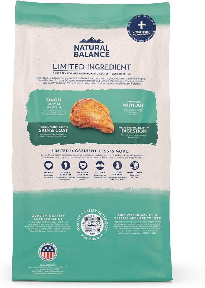 Natural Balance Limited Ingredient Adult Grain-Free Dry Dog Food, Chicken & Sweet Potato Recipe, 4 Pound (Pack of 1)-PawvioPets
