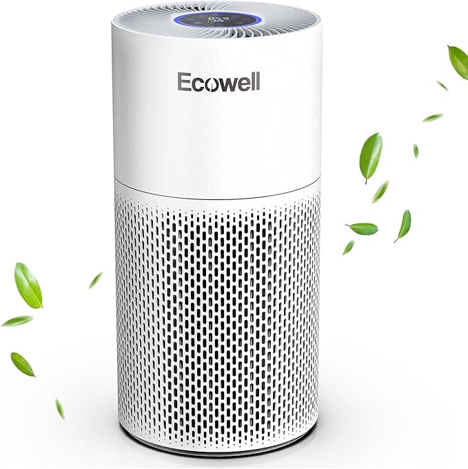 Air Purifiers for Home Large Room with Air Quality Sensor, Covers Up to 1640 Sq Ft, HEPA Filter, 360°Air Intake, Remove 99.97% Mold, Pet Dander, Dust, Odor, Smoke, ECOWELL Model: EAP360, White-PawvioPets