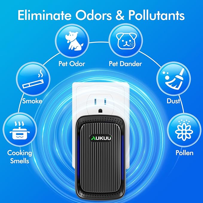 Air Ionizers (4 Pack）- Plug In Negative Ion Air Purifiers - Quiet Air Freshener for Home, Bedroom, Office, Basement - Portable Air Purifier Odor, Smoke, Dust, Pet Smell - Mini Air Cleaner Black-PawvioPets