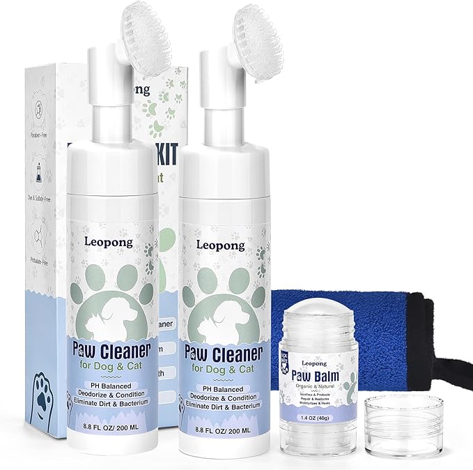 Dog Paw Care Kit- 2 Packs Cleaner for Dogs Large Medium Small XL Breed-Dog Paw Balm for Heals - Repairs & Restores Dry - Cracked Paws & Nose Protector for Pet Foot Washer Care-PawvioPets