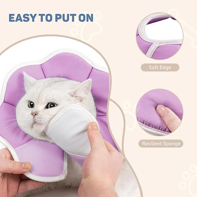 Avont Soft Cat Recovery Cone Collar, Adjustable Lightweight Kitten E-Collar for Small Dogs, Comfortable Neck Donut Stop Licking Scratching After Surgery -Purple(XS)-PawvioPets