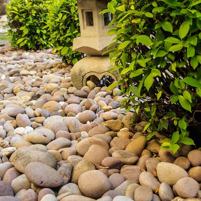 40lbs Natural River Rocks, 1-2" Premium Pebbles for Garden and Landscape Design, Hand-Picked Smooth Stones for Fish Tank, Flower Pots, Indoor Water Fountains, Pathways, Backyard-PawvioPets