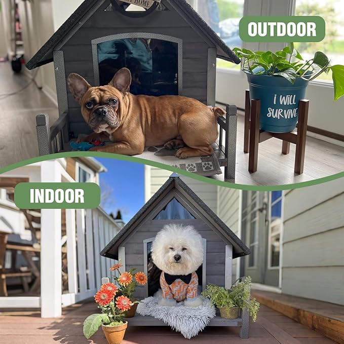 Dog House Outdoor Insulated for Winter, Puppy Kennel with Anti-Chewing Iron Frame, Weatherproof Dog Crate with Insulated Liner for Small Medium Large Dogs (Grey, 45" x 32.9" x 32.6")-PawvioPets