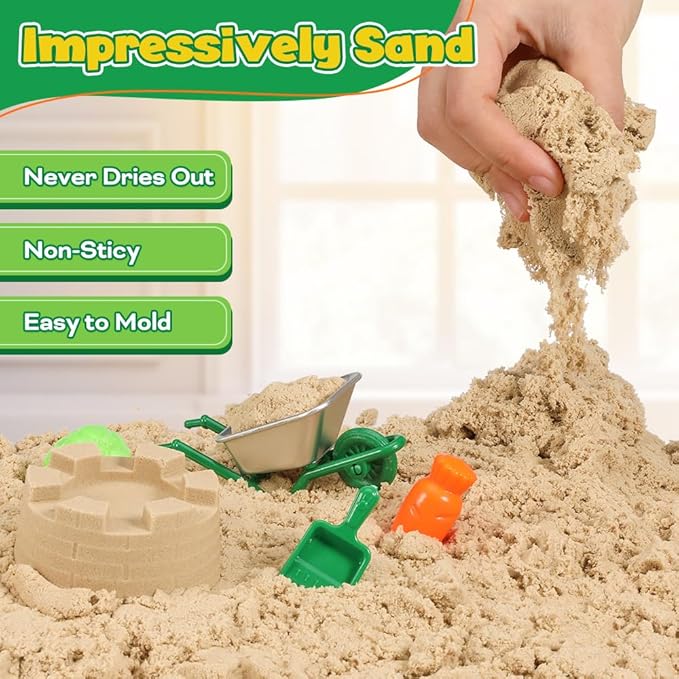 FRUSE Play Sand Farm Toys,Sensory Bins for Toddlers with 2.2lbs Sensory Play Sand,Farm Figures & Tractor Playset,Sandbox Toys for Kids 3 4 5 6 7-PawvioPets