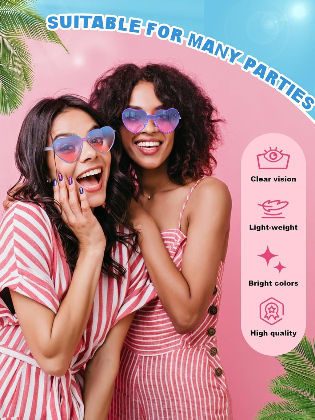 12 Pairs Heart Shaped Sunglasses for Women Colorful Glasses Fun Trendy Transparent Heart Sunglasses Party Favor (Gradient Pink Blue)
