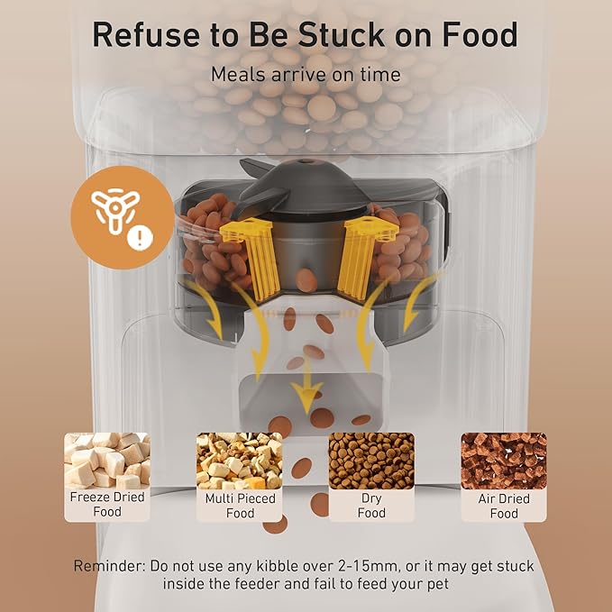 7L/29 Cups Automatic Dog Feeder, 5G WiFi Auto Cat Feeder with Desiccant Bag, Cat Food Dispenser, App Remote Feeding, Stainless Steel Bowl, Dual Power Supply, Ideal for 2-15mm Dry Food-PawvioPets