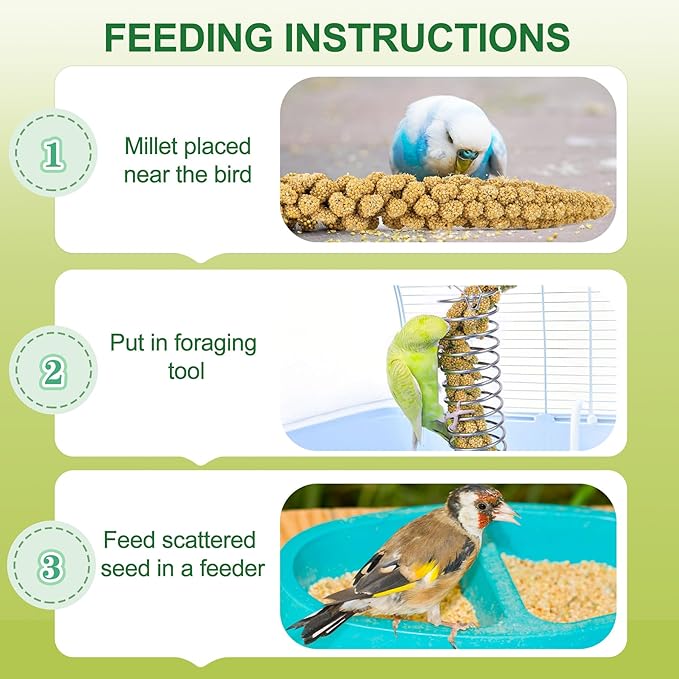 2LB Spray Millet Bird Treat for Parakeets, Natural Sun-Dried Birds Millet Spray for Parrots, Finches, Cockatiel, Budgie & Hamster, Bird Food Bulk-PawvioPets