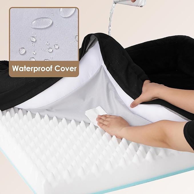 EHEYCIGA Memory Foam XXL Dog Bed for XLarge Sized, Extra Large Orthopedic Dog Sofa with Sides and Waterproof Liner, Washable Bolster Pet Couch with Removable Cover, 52x41x8 Inch, Black-PawvioPets