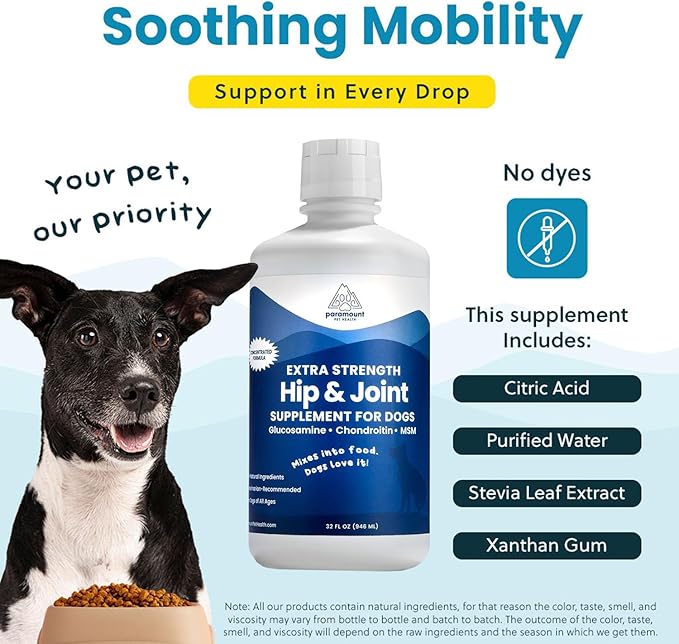 Concentrated Liquid Glucosamine for Large Dogs, Infused with MSM, 5200mg Chondroitin & Glucosamine Liquid for Dogs Hip & Joint Supplement for Mobility & Comfort, 32 oz-PawvioPets