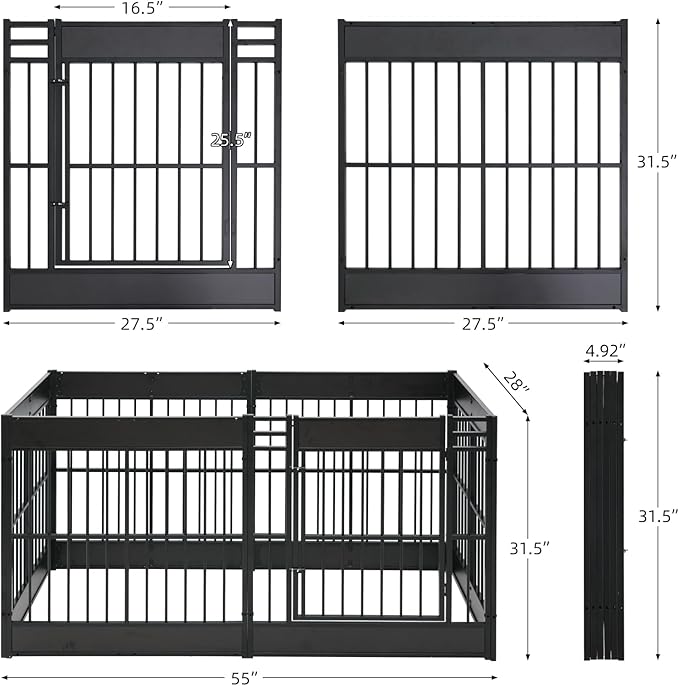 Dog Playpen, 31.5" Height Dog Pen Indoor, Heavy Duty, Safe and Sturdy, Furniture Style Puppy playpen-PawvioPets