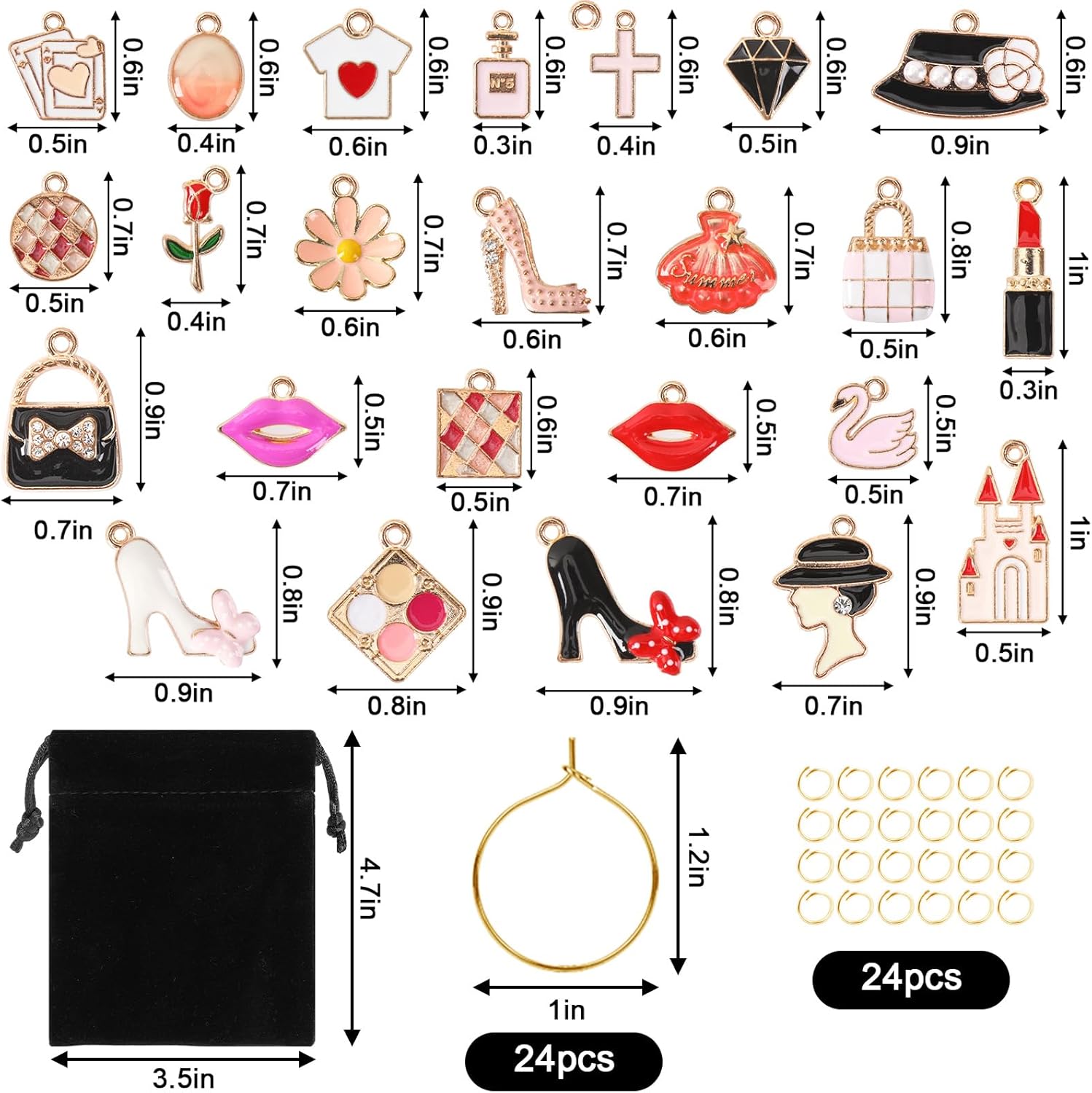 SANNIX 24pcs Wine Glass Charms - Funny Wine Glass Tags for Tasting Parties