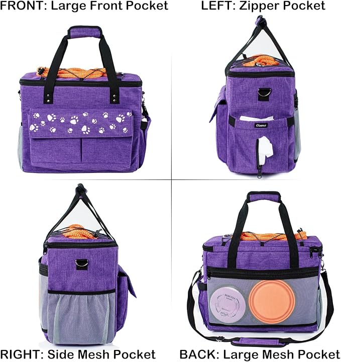 Dog Travel Bag, Airline Approved Dogs Bags for Traveling, 2 Dog 's Food Travel Container and Collapsible Bowls, Weekend Pet Travel Bags (X-Large)-PawvioPets