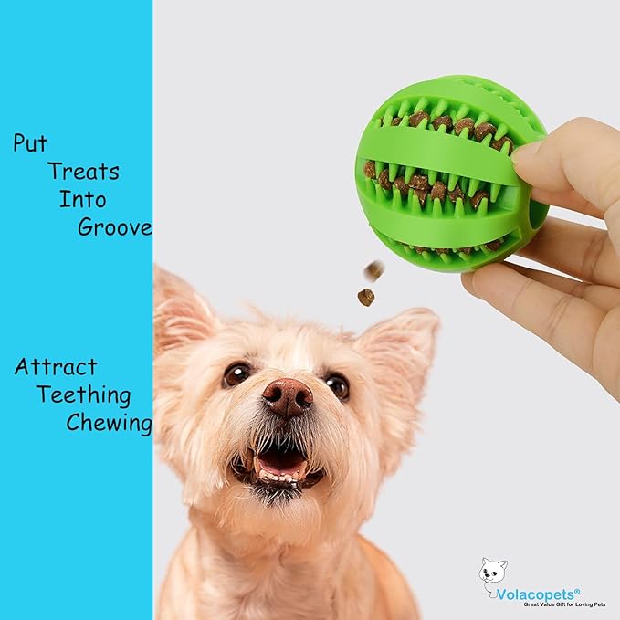 Dog Puzzle Toy, Treat and Dental Balls, Interactive Treat Dispensing Toy for Dogs, Durable Puppy Toys for Teething Small Dogs, Rubber Teeth Balls, Slow Feeder, 2-Pack (Medium Large)-PawvioPets