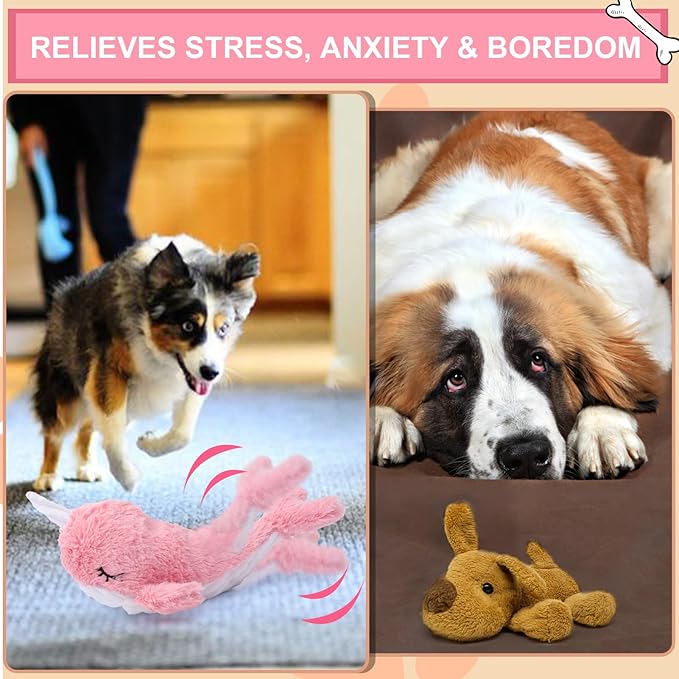 BABORUI Interactive Dog Toys Whale, Squeaky Dog Toys, Rechargeable Moving Dog Chew Toys for Small/Medium/Large Dogs/Puppy to Keep Them Busy (Pink)-PawvioPets