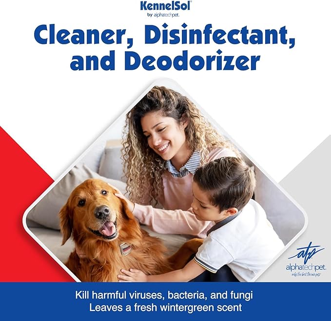 ATP KennelSol 1-Step Kennel Cleaner - 1 Pint Liquid Disinfectant, Effective Against Bacteria and Viruses, Deodorizer Wintergreen Scent by Alpha Tech Pet-PawvioPets