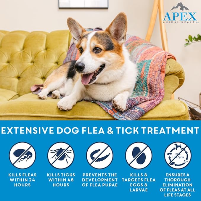 Apex Plus Flea and Tick Prevention for Dogs | Medium (23-44 lbs) | 3-Month Supply | Dog Flea and Tick Treatment | 24-Hour Activation, Waterproof, 30-Day Protection-PawvioPets