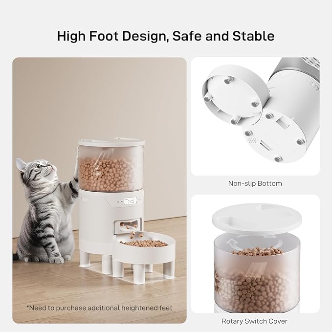 Automatic Cat Feeder: 3L Auto Food Dispenser with Timed Feeding| 6 Meal Programmable& 1-20 Portion Precise Control- Easy to Clean & Setup for Cat Indoor| Desiccant Bag Keep Food Fresh-PawvioPets