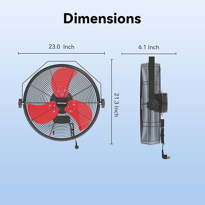 18 Inch Wall Fan Pro Series - 4900 CFM 3 Speed High Velocity Industrial Wall Mount Fans for Commercial, Residential, Warehouse, Covered Patio, Shop, Garage, Barn, Gazebo UL Safety Listed-PawvioPets