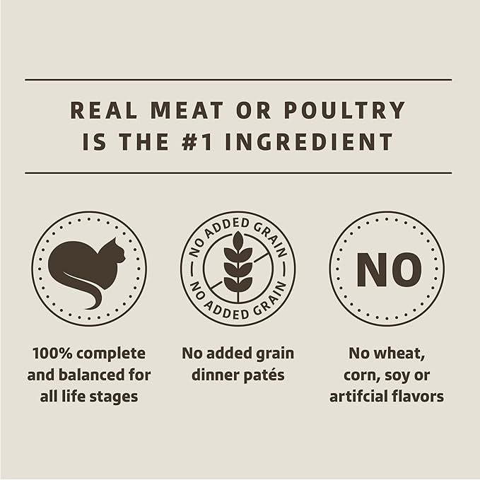 Amazon Brand - Wonder Bound Wet Cat Food, Pate, No Added Grain, Variety Pack (Beef/Chicken/Turkey & Giblet), 3 ounce (Pack of 24)-PawvioPets