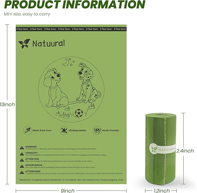 Dog Poop Bags Rolls-600 Counts, 40Rolls, Biodegradable Poop Bags Made of Cornstarch, 100% Leak Proof and Easy to Open (Green)-PawvioPets