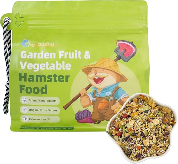 Garden Fruit & Vegetable Hamster Food Mix Natural Small Pet Food Made for Hamsters 1LB Critical Care Healthy Dwarf Hamsters Feed New Packaging-PawvioPets