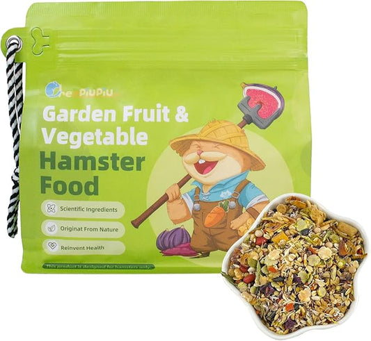 Garden Fruit & Vegetable Hamster Food Mix Natural Small Pet Food Made for Hamsters 1LB Critical Care Healthy Dwarf Hamsters Feed New Packaging-PawvioPets