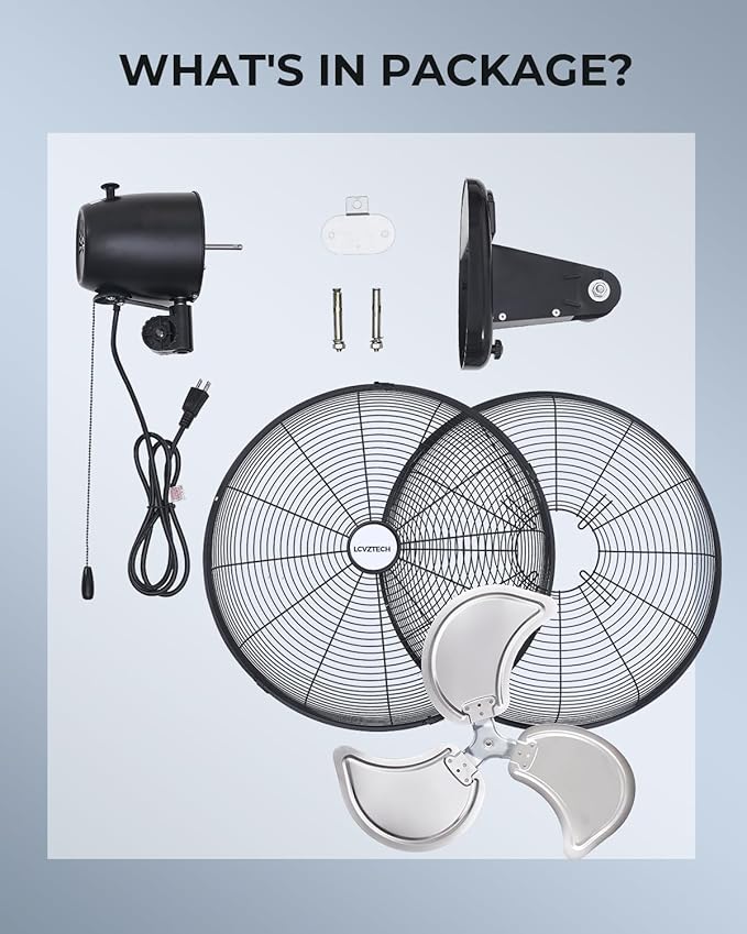 20 inch Wall Mount Fan Oscillating, 3-Speed 5500 CFM High Velocity Industrial Wall Mounted Fan, Heavy Duty Air Circulator for Garage, Shop, Gym, Workshop, Covered Patio - UL Listed-PawvioPets