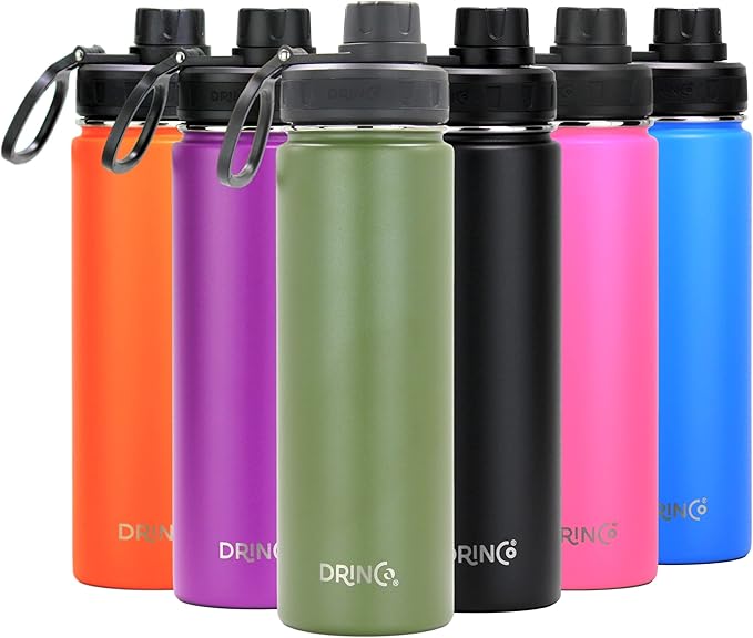 Drinco Stainless Steel Water Bottle Spout Lid Vacuum Insulated Double Wall Water Bottle Wide Mouth (40oz 32oz 22oz 18oz 14oz) Leak Proof Keeps Cold or Hot (22 oz, 22oz Forest)-PawvioPets