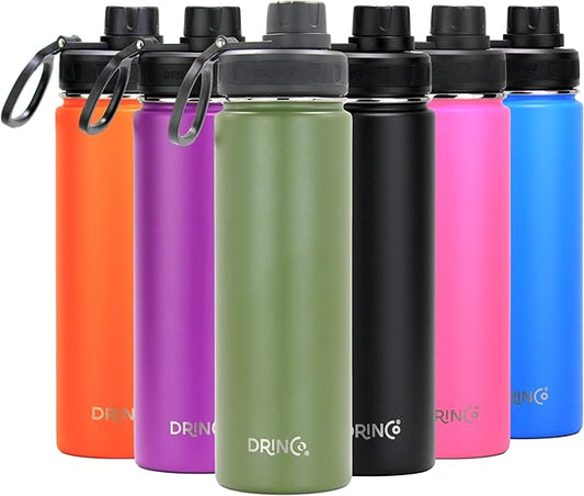 Drinco Stainless Steel Water Bottle Spout Lid Vacuum Insulated Double Wall Water Bottle Wide Mouth (40oz 32oz 22oz 18oz 14oz) Leak Proof Keeps Cold or Hot (22 oz, 22oz Forest)-PawvioPets