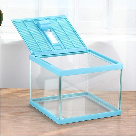 crapelles ReptileTerrarium Color Blue Spider Box, 7.8x7.8x5.9'' Tarantula Container Gecko Habitat Insect Enclosure pet Tank Frog Carrier Snail Hermit Crab House Cricket breeding Geometric Cube Bowl-PawvioPets