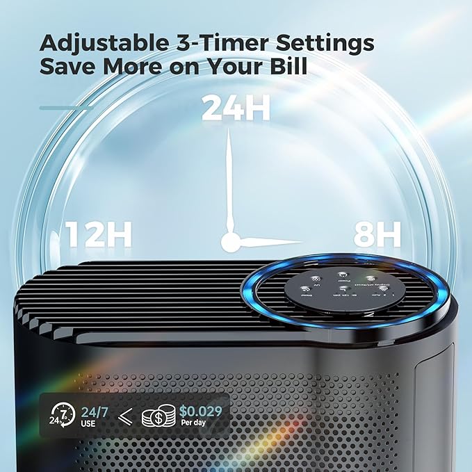AROEVE Air Purifiers for Home Bedroom, Covers Up to 1095 ft², 3-in-1 Filter Sleep Mode, Air Quality Indicator Ring, Remove Dust Smoke Odor Pollen Allergies Pet Hair for Dorm Room, Office, MK04, Black-PawvioPets