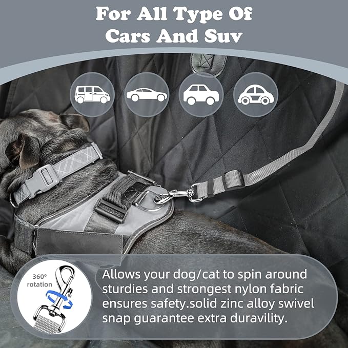 BWOGUE Pet Dog Cat Seat Belts, Car Headrest Restraint Adjustable Safety Leads Vehicle Seatbelt Harness (1 Pack)-PawvioPets