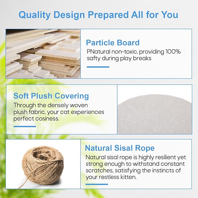 FDW Cat Tree 54in Cat Tower Multi-Level Durable Cat Scratching Post & Cozy Fun Cat Jumping Platform Space Saving Cat Condo Pet Play House for Indoor Cats,Beige-PawvioPets