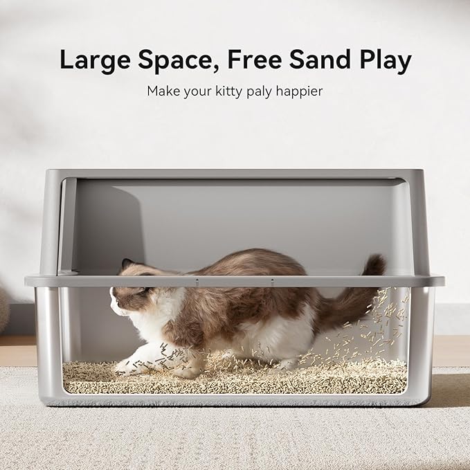 28" Extra Large XXL Stainless Steel Cat Litter Boxes with Lid Metal Cat Litterbox Pan for Big Cats and Multiple Cats, Anti-Leakage, Easy Cleaning, Include Scoop-PawvioPets