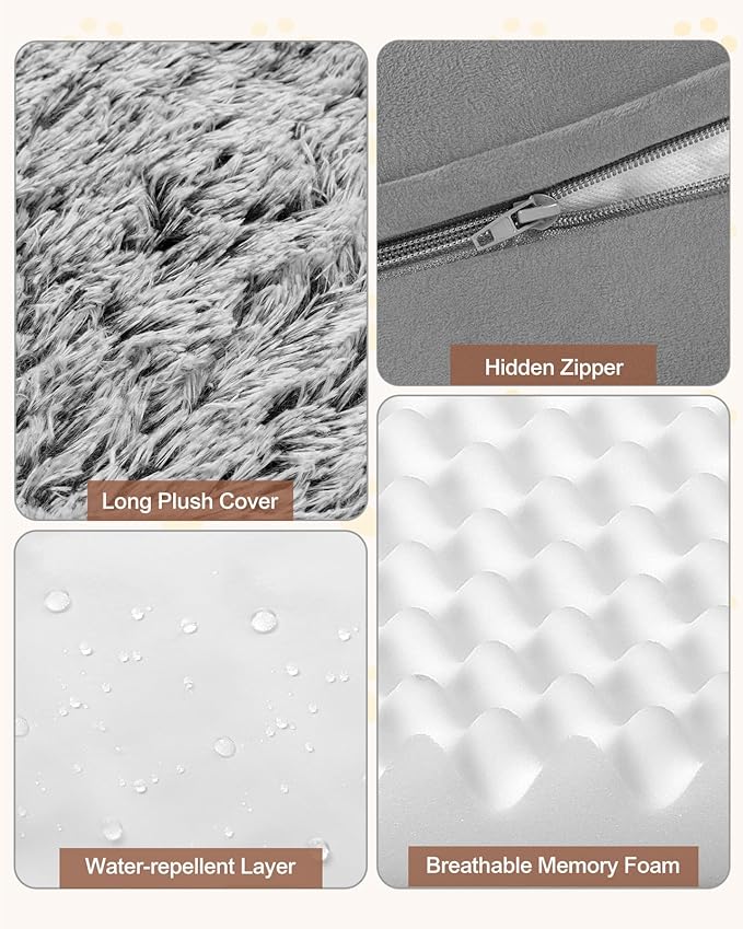 Dog Beds for Jumbo Dogs, 47.5"x35"x7.6", Removable and Washable Cover, Raised Reboundable Edges, Non Slip Bottom, Extra Big Size, Orthopedic Oval Memory Foam Pet Bedding, Indoor-PawvioPets